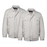 OQC 空調服2点＋リチウムセット 熱中症対策 空調服 作業服 長袖 作業着 夏 ワークウェア ファン 扇風機 現場 工事 (M～XXXL) (L, グレー)