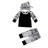 Franterdベビー男の子Tシャツ+ロングパンツ+帽子長袖印刷Outfit Clothesセット ブラック