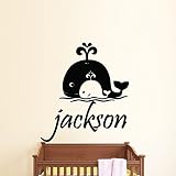 Wall Decals Personalized Name Decal Vinyl Sticker Whale Boy Baby Children Nautical Nursery Bedroom D