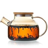 ポカロティー アンバー色 ティーポット 耐熱ガラス 急須 ポット 1000ml 丸型 ガラスやかん フルーツティー 花咲く工芸茶 直火対応 大容量