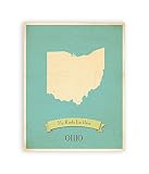 My Roots Ohioオハイオ州Personalized壁マップ、子どものマップ壁アート、子供のオハイオビンテージ状態マップ、Oh壁アート印刷、保育園インテリア、保育園ウォールアート 08x10 