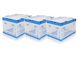 折り畳みコンテナ 50L 中窓2箇所付(長辺１＆短辺１) 3個セット 透明＆青