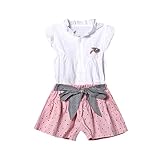 Lucaso 子供服 女の子 二点セット ショートパンツ付き 無地 ドットレース柄 プリント フレア リボン付き 丸首 フリル ノースリーブ ゆったり きれいめ おしゃれ 可愛い カジュアル シンプル