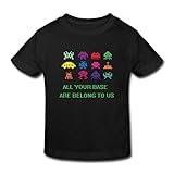 星 ２～６歳子供 男女兼用 半袖 ティー Tシャツ ゲーム 面白い ネット 標識 Black 5-6 Toddler