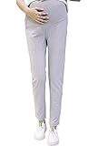 KINDOYO レディース ファッション マタニティ パンツ ストライプ クロップドパンツ オーバーバンプ オフィスワーク 妊娠中のパンツ, ライトグレー/XL