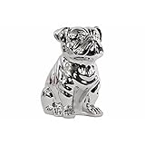 Benzara BM134273 Ceramic Sitting British Bulldog Figurine Polished - Silver - 8 x 5.5 x 10 in.