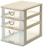 サンコープラスチック 小物収納3段 エルピス 幅30.5×奥36×高40.2cm A4サイズ ソフトベージュ