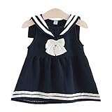 WIN 夏ワンピース チュールワンピース ノースリーブ 洋服 チュールスカート チュニック チュチュスカート ガールズ 夏 女の子 (90cm, ネイビー)