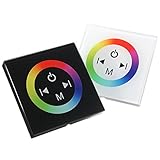 ILS - DC12-24V Black/White Glass Touch Panel Controller Dimmer Wall Switch Ring Full-Color Controlle
