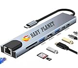 USB Cハブ ドッキングステーション 8イン1 Type Cハブ USB Cドングル HDMI 4K@60Hz RJ45イーサネット 100W電力供給 SD/TFカードリーダー USBポート2個 USB Type Cハブ MacBook Pro Airなどに, 8in1 Hub