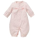 西松屋 EFD リボン総柄スムース長袖コンビドレス【新生児50-60cm】 新生児 ピンク