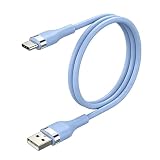 USB Type C ケーブル 1.2m 1本セット SLEIJAOOE 絡まないケーブル シリコン素材採用 66W急速充電 USB-A to USB-C 高耐久 断線防止 USB2.0 データ転送 スマホ/タブレット/ゲーム機 等Type-C機器対応(ブルー)