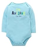 (ラボーグ)La vogue男の子用 ボーダーボーイボディースーツ 出産祝い ロンパース 子供服 ベビー服 英文字付き 春 秋 部屋着用 動きやすい (73, 青)