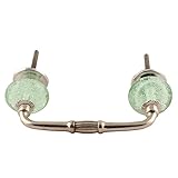 IndianShelfハンドメイドミントバブルガラスブリッジ引き出しハンドルドアPulls 標準 グリーン BH-570-GBK-24-3-6