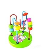 ビーズの周りの教育ゲーム赤ちゃんの木のおもちゃ ビルディングブロックのおもちゃ 色の丸いボールのおもちゃ 子供玩具　知育おもちゃ (グリーン)