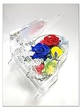 【プリザーブドフラワー／グランドピアノシリーズ】赤青黄色の薔薇に秘めた思いと幸福の四つ葉のクローバー