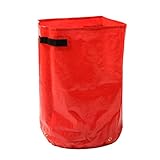 amzmonnsuta 赤い円形植栽バッグ　バルコニーの野菜植え袋　ハンドル付きプランターバッグ