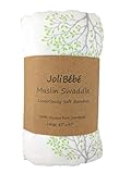 JoliBebe Baby 100% Bamboo Muslin Swaddle Blanket | Unisex For Boy Or Girl | Extra Large 47x47 inch S