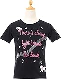(キッズアップテンポ)kids up tempo キッズ 半袖Tシャツ【qts2423】110cm ブラック（ネコ音符）