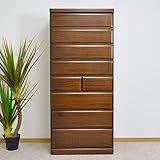 チェスト 幅75 8段ハイチェス ト タワーチェスト 開梱設置 大川家具 スライドレール 完成品 桐たんす 桐 整理だんす たんす ＡYU-3-166-KK (ブラウン)