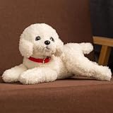Foivozs ぬいぐるみ プードル 犬 リアル ピッコリーノ 犬 本物そっくり ハンドメイドトイプードル ぬいぐるみやさしい手触り 可愛く癒し犬 抱き枕 大きい 添い寝 寝かしつけ ふわふわ 子供 彼女 お年寄りへ クリスマス 記念日 誕生日プレゼント (ホワイト,48cm)