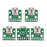 Xiwai 5個 USB2.0 Mini-B メス レセプタクル ソケット コネクタ DIY OEM 水平 PCB ボード取り付けアセンブリ はんだ付けタイプ 480Mbps
