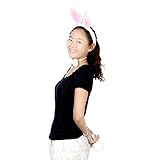 LuxBene(TM)ハロウィンぬいぐるみふわふわウサギの耳のヘアバンド蝶ネクタイのしっぽ動物バニー衣装小道具ファニードレスアップパーティーアクセサリーセットピンク
