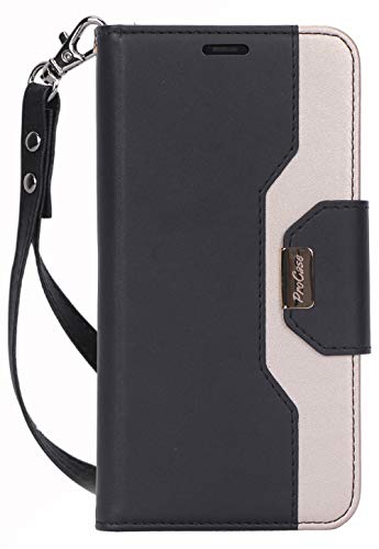 ProCase iPhone 11 手帳型ケース フォリオケース スタンド機能、カードスロットとハンドストラップ付き バンパーケース 対応機種:iPhone 11 6.1 inch 2019発売 -ブラック