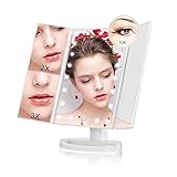 化粧鏡 スタンドミラー LED三面鏡 21LEDライト搭載 明るさ調節可 折りたたみ式鏡 タッチスクリーン　2倍＆3倍＆10倍拡大鏡付き 角度180度調節可 電池式またはUSB給電