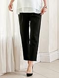 Angeliebe エンジェリーベ マタニティ パンツ 産前 産後 対応 接触冷感 ポンチ タック テーパード 妊婦服 アジャスター調節可 通勤 7号 ブラック 21792 21792410
