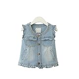 REILI デニムベスト　子供　女の子　キッズ　春秋　ノースリーブ　お出かけ　旅行　通園　入学式　結婚式　ガールズ　可愛い