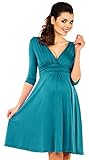 Zeta Ville 女性のマタニティプリーツAラインのスケータードレス - 3/4スリーブ 401c (アクア, JA 19, 4XL)