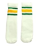 （スケーターソックス）SkaterSocks ベビー キッズ 赤ちゃん 子供 ロングソックス 10 Inch BABY-KIDS White tube socks with Green-Gold 10