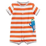 カーターズ（Carter's）男の子用オレンジボーダーモンスター親子前開き半袖クリーパー (6months(61-67cm)) [並行輸入品]