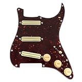 Musiclily Pro-SE ST-DPHC SSSストラト配線済みピックガード セラミックシングルサイズハムバッカー Stratエレキギター用 4Pべっ甲柄