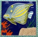 ブルー魚装飾セラミック壁アートタイル8 x 8