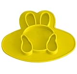 Kukeベビー食器ランチプレートランチ皿子供用　シリコンミニマット　キッズ食事マットウサギ形　ベビー テーブルマット　離乳食　丸洗い 滑り止め　イエロー