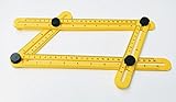 Hayoku 自由スコヤ 折り畳みスコヤ 角度測定ツール 四角定規 筋交付き テンプレートツール 物差し マルチ定規 大工道具 職人 DIYスコヤ ラスチック製(黄)