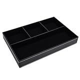 NKTM PU Leather 4-Slot Drawer Tray Desk Sundries Gadget Organizer Storage Box 12 Inch Stationery Key