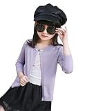 子供服 シンプル 無地 人気カーディガン 女の子 ニット 長袖 セーター 丸首 全5色 (120, パープル)