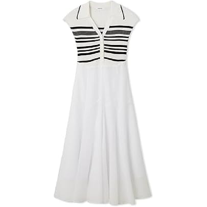 Amazon.co.jp: バイカラースキッパーポロニットワンピース