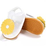 PUERI ファーストシューズ　ベビーサンダル　プラスチック靴底　お花 愛い　歩行練習 女の子　幼児　春夏（0-18ヶ月） (M, ホワイト)