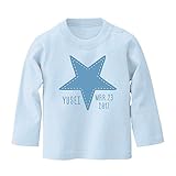 名前入り 長袖 Tシャツ / ベビーサイズ [BT448] 80cm ライトブルー×ブルーロゴ 出産祝い 誕生日 プレゼント おしゃれな 名入れ ベビー服