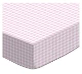 SheetWorld Fitted Square Playard Sheet 37.5 x 37.5 (Fits Joovy) - Pink Gingham Jersey Knit - Made In