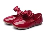 WIN　プリンセス風 子供 キッズ靴 フラットシューズ 女の子PUレザー製 ガールズ フラワー 女児 ベビー 赤ちゃん フォーマル 結婚式　　 可愛い 花 女の子 シューズ (内寸15.5cm, レッ