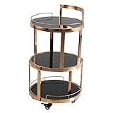 サービングカート、3層バーカートドリンクトロリー、ホイール付きキッチンサービングトロリーストレージ、ティーカート、ダイニングカートローズゴールド