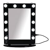 Homcom 20 " x 26 "アルミ合金26 "調光機能付きIlluminatedハリウッドスタイル化粧台ミラーマウントホームwith 12 LED電球 – ブラック