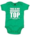 (これは私のワークアウト　トップ。) This Is My Workout Top, プリント　ベビースーツ - グリーン/白 12-18 ヶ月