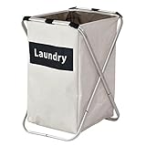 (DORIS) ランドリーボックス 折りたたみ 【スコッチ ホワイト】 ランドリーバスケット 縦型 撥水加工 大容量 幅38cm×奥行41×高さ51