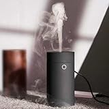 加湿機能付き ディフューザー 超音波式 卓上 机上 車載 55ml 10畳まで (マットブラック/matte black)